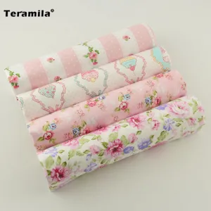 4 Pieces/lot Cotton Patchwork Twill Fabric Fat Quarter Materials Curtain Set Bedding teramila Child Table Deoration Cloth Sewing
