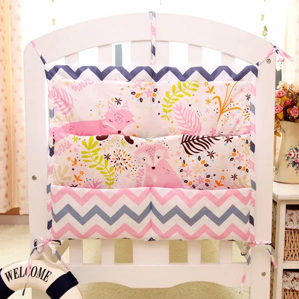 60*50 CM Baby Bed Hanging Storage Bag  Baby Bedding Sets Cotton Printed Cotton Bottles Diaper Sundries Multilayer Pockets Bag