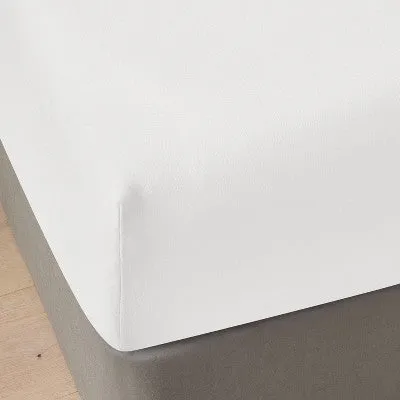New - King Linen Blend Fitted Sheet White - Casaluna