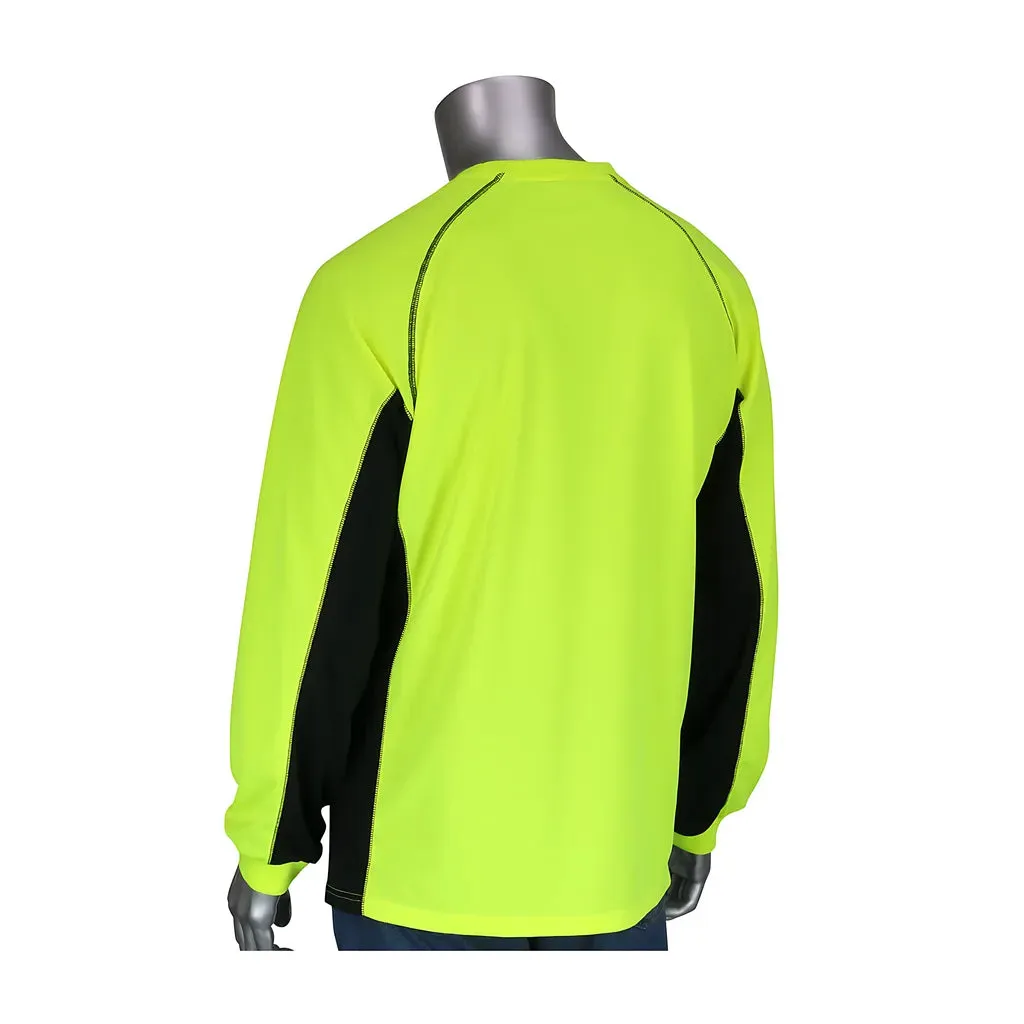 PIP 310-1150B-LY/3X Non-ANSI Long Sleeve T-Shirt with 50  UPF Sun Protection, Insect Repellent Treatment and Black Trim
